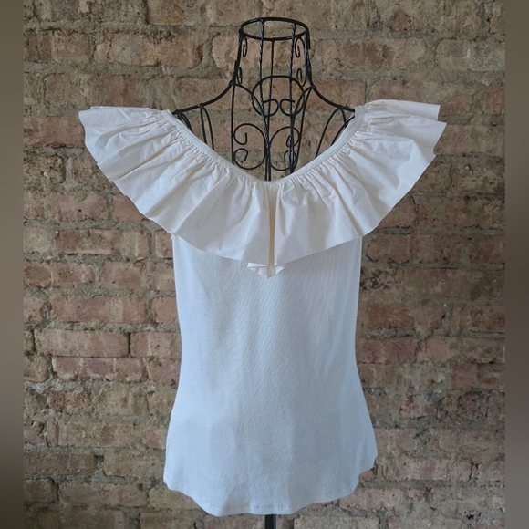 🕊 Maeve by Anthropologie Cream Ruffled Blouse - Picture 6 of 11